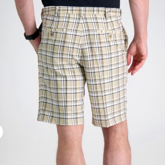 Haggar Cool 18® Pro Simple Plaid Golf Short Regular Fit Men’s SZ 32 Tan - Picture 5 of 10